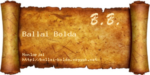 Ballai Bolda névjegykártya